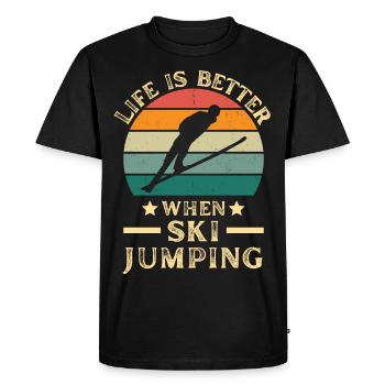 Ski jumping. Ski jumping on a ski holiday retro - Men's Premium Organic T-Shirt - black - Front - Nico (187cm)