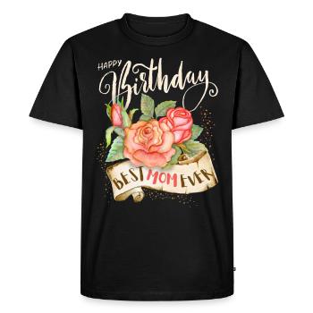 Joyeux anniversaire, Anniversaire Maman-Maman, Maman-Mère - T-shirt Premium bio Homme - noir - Devant - Nico (187cm)