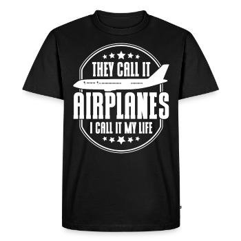 Cadeau d’atterrissage d’avion de pilote d’avion d’avion - T-shirt Premium bio Homme - noir - Devant - Nico (187cm)