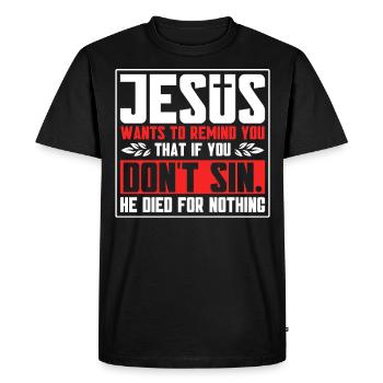Jésus Bible Église religieuse chrétienne Don - T-shirt Premium bio Homme - noir - Devant - Nico (187cm)