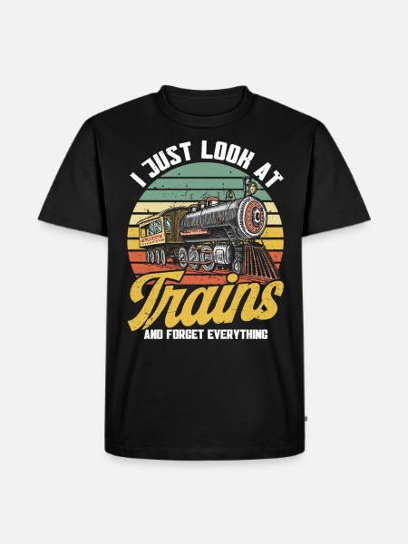 Modellbahn Zug Lokomotiven Geschenk - Männer Premium Bio T-Shirt - Schwarz