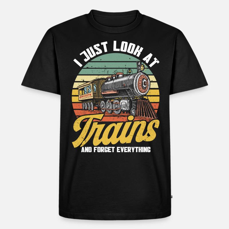 Modellbahn Zug Lokomotiven Geschenk - Männer Premium Bio T-Shirt - Schwarz
