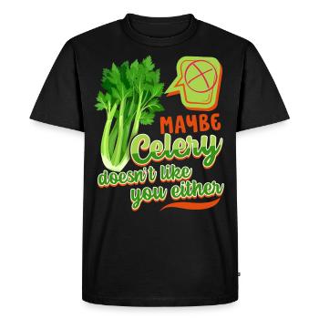 Celery, funny saying, Celery-Doesn't-Like-You - Men's Premium Organic T-Shirt - black - Front - Nico (187cm)