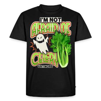 Celery, funny saying I'm-Not-Afraid-Of-Celery - Men's Premium Organic T-Shirt - black - Front - Nico (187cm)