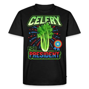 Celery, funny saying, Celery-For-President - Men's Premium Organic T-Shirt - black - Front - Nico (187cm)