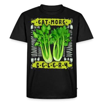 Celery, funny saying Eat-More-Celery - Men's Premium Organic T-Shirt - black - Front - Nico (187cm)