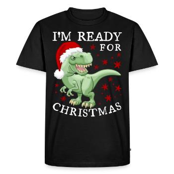 Dinosaure Noël dicton drôle - T-shirt Premium bio Homme - noir - Devant - Nico (187cm)