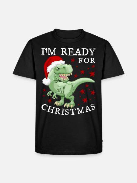 Dinosaur Christmas funny saying - Men's Premium Organic T-Shirt - black