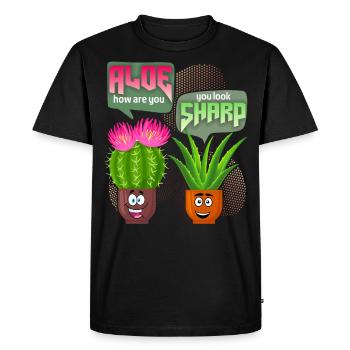 Aloe vera, cactus cactus, funny saying, pun - Men's Premium Organic T-Shirt - black - Front - Nico (187cm)