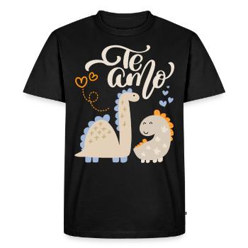 Saint-Valentin, Amour des dinosaures, Motif dinosaure Te-Amo - T-shirt Premium bio Homme - noir - Devant - Nico (187cm)