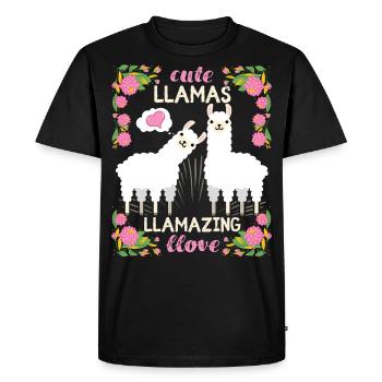Lama-Llama, Lama-Love, dicton drôle - T-shirt Premium bio Homme - noir - Devant - Nico (187cm)