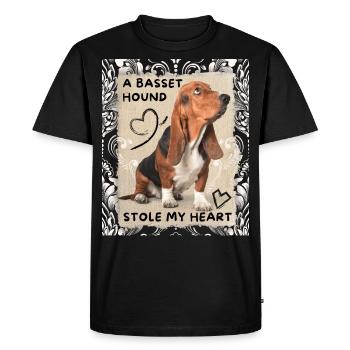 Basset-Hound, Dicton drôle de Basset - T-shirt Premium bio Homme - noir - Devant - Nico (187cm)
