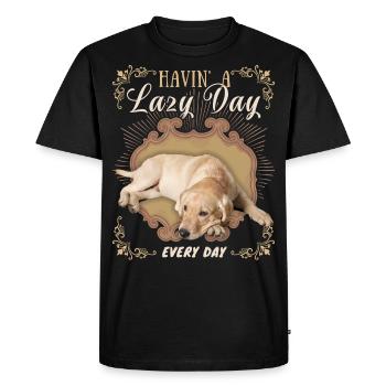Labrador retriever, chien paresseux, dicton drôle - T-shirt Premium bio Homme - noir - Devant - Nico (187cm)