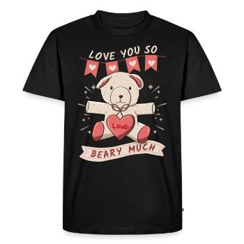Funny Bear, Teddy Bear, Love-You-Love Saying, Pun - Men's Premium Organic T-Shirt - black - Front - Nico (187cm)