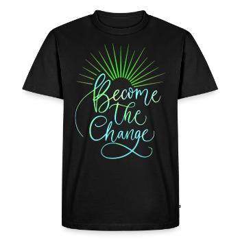 Motivation, Become-The-Change, Saying, Typography - Men's Premium Organic T-Shirt - black - Front - Nico (187cm)