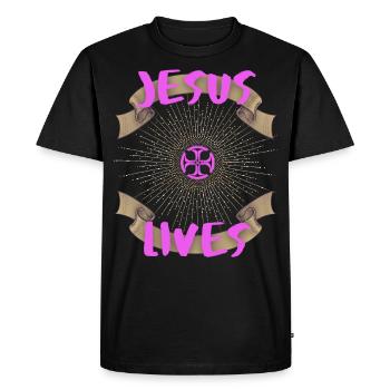 Jésus-Vit, Dire Jésus-Christ, Motivation - T-shirt Premium bio Homme - noir - Devant - Nico (187cm)