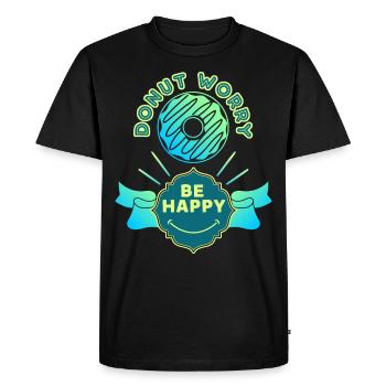 Donut-worry, dicton drôle, jeu de mots - T-shirt Premium bio Homme - noir - Devant - Nico (187cm)