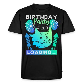 Chat, fête d’anniversaire, chargement de fête d’anniversaire - T-shirt Premium bio Homme - noir - Devant - Nico (187cm)