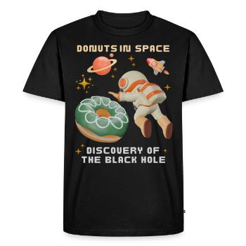 Espace beignet, trou noir de beignets, drôle d’astronaute - T-shirt Premium bio Homme - noir - Devant - Nico (187cm)