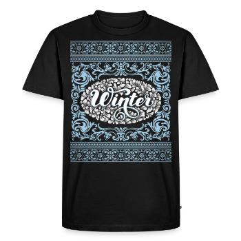 Design d’hiver, motif d’hiver avec une grande typographie - T-shirt Premium bio Homme - noir - Devant - Nico (187cm)