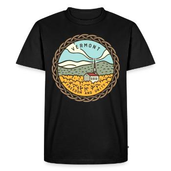 Vermont, United States - Men's Premium Organic T-Shirt - black - Front - Nico (187cm)