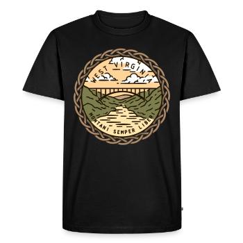 Virginie-Occidentale, États-Unis, Montani-Semper-Libéria - T-shirt Premium bio Homme - noir - Devant - Nico (187cm)