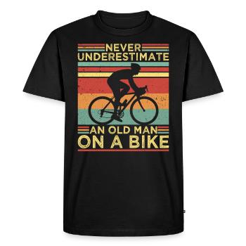Never underestimate an old man on a bike - Men's Premium Organic T-Shirt - black - Front - Nico (187cm)
