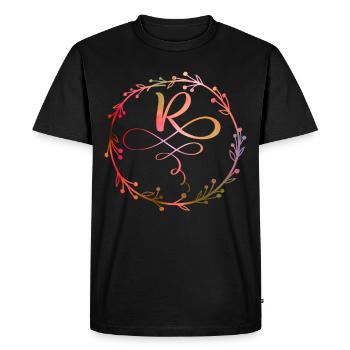 Monogramme, lettre R, ornement de calligraphie - T-shirt Premium bio Homme - noir - Devant - Nico (187cm)