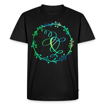 Monogramme, lettre Q, ornement de calligraphie - T-shirt Premium bio Homme - noir - Devant - Nico (187cm)