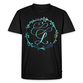 Monogramme, Lettre L, Ornement de calligraphie - T-shirt Premium bio Homme - noir - Devant - Nico (187cm)