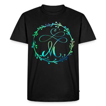 Monogramme, Lettre M, Ornement de calligraphie - T-shirt Premium bio Homme - noir - Devant - Nico (187cm)