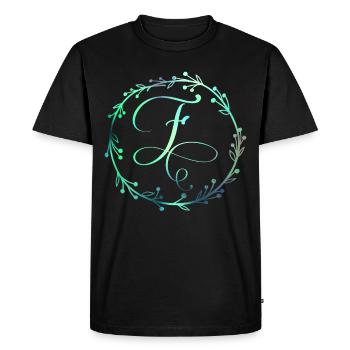 Monogram, Letter F, Calligraphy Ornament - Men's Premium Organic T-Shirt - black - Front - Nico (187cm)