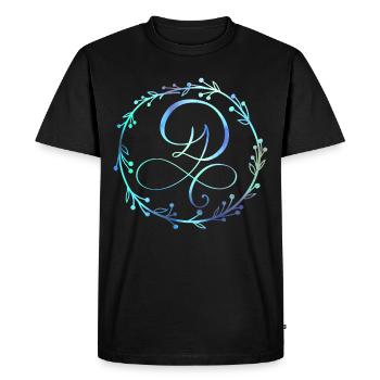 Monogramme, Lettre D, Ornement de calligraphie - T-shirt Premium bio Homme - noir - Devant - Nico (187cm)