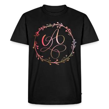 Monogramme, Lettre A, Ornement de calligraphie - T-shirt Premium bio Homme - noir - Devant - Nico (187cm)
