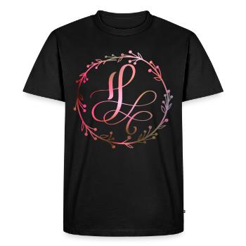 Monogramme, Lettre H, Ornement de calligraphie - T-shirt Premium bio Homme - noir - Devant - Nico (187cm)