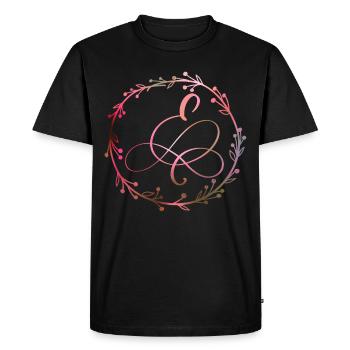 Monogramme, Lettre E, Ornement de calligraphie - T-shirt Premium bio Homme - noir - Devant - Nico (187cm)
