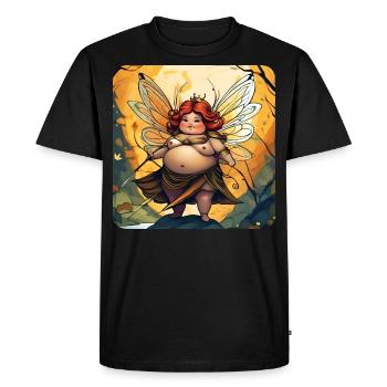 Mignonne grosse fée avec des ailes - T-shirt Premium bio Homme - noir - Devant - Nico (187cm)
