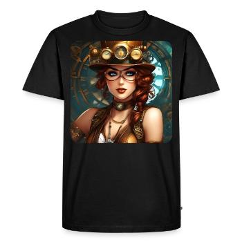 Sexy steampunk girl with hat and watch - Men's Premium Organic T-Shirt - black - Front - Nico (187cm)