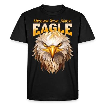 aigle, tête d’aigle, oiseau de proie, oiseau de proie, animal, nature - T-shirt Premium bio Homme - noir - Devant - Nico (187cm)