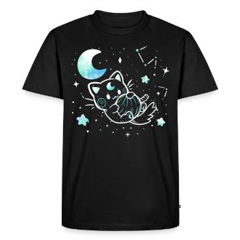 Le chat dans les étoiles - T-shirt Premium bio Homme - noir - Devant - Nico (187cm)