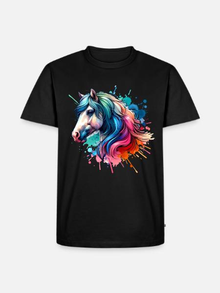 Pferd - Herre Premium økologisk T-shirt - sort