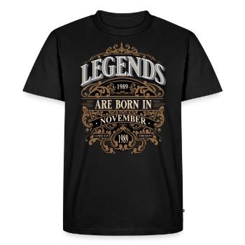 1989 Novembre Naissance Anniversaire Année de naissance - T-shirt Premium bio Homme - noir - Devant - Nico (187cm)