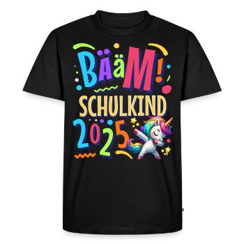 Bääm Schulkind 2025 Einhorn - Männer Premium Bio T-Shirt - Schwarz - Vorne - Nico (187cm)