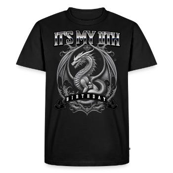 Dragon 11th Birthday Dragon - Men's Premium Organic T-Shirt - black - Front - Nico (187cm)