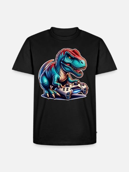 Gaming Dinosaur T Rex - Men's Premium Organic T-Shirt - black