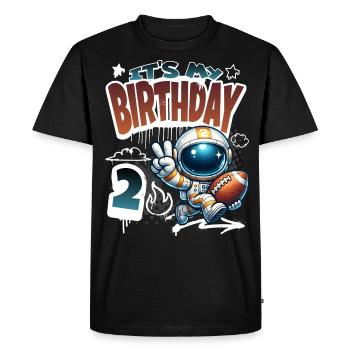 Astronaut 2nd Birthday Football - Men's Premium Organic T-Shirt - black - Front - Nico (187cm)