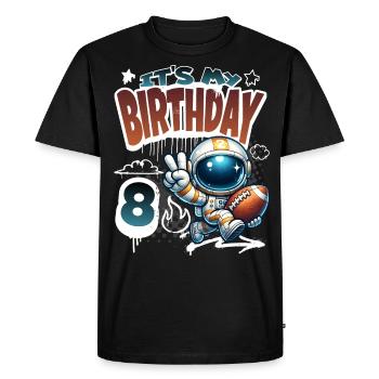 Astronaute 8e anniversaire Football - T-shirt Premium bio Homme - noir - Devant - Nico (187cm)