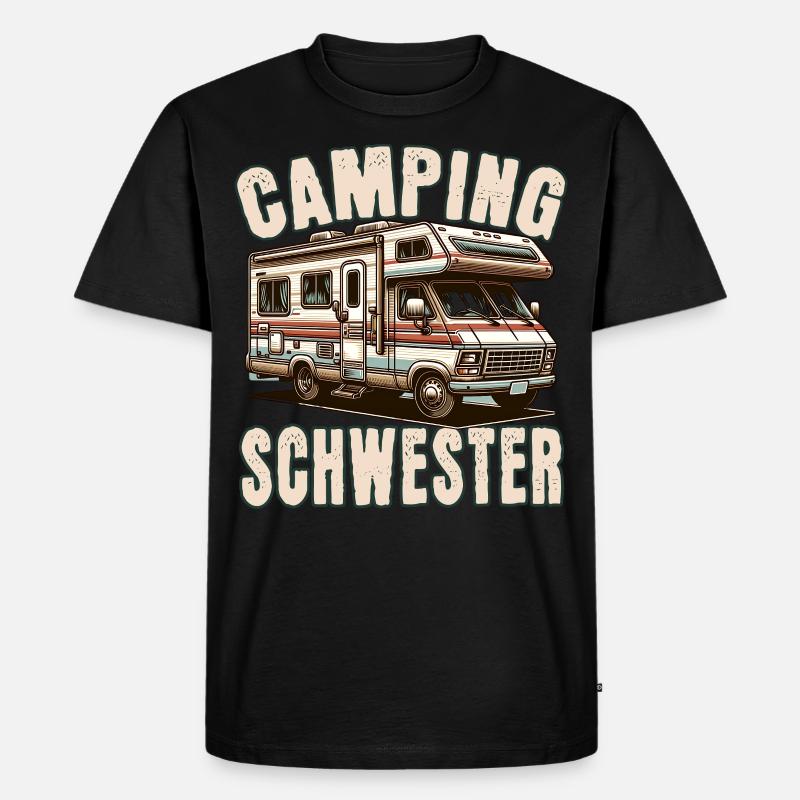 Camping Schwester - Männer Premium Bio T-Shirt - Schwarz