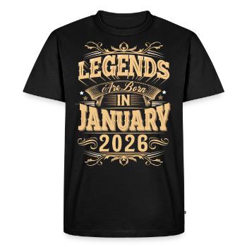 January 2026 Birthday Legend - Men's Premium Organic T-Shirt - black - Front - Nico (187cm)