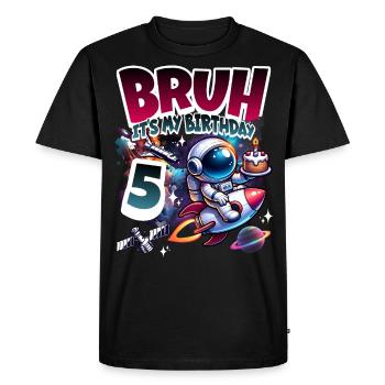 Astronaut 5th Birthday Space - Men's Premium Organic T-Shirt - black - Front - Nico (187cm)